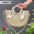 Woven Crossbody Bag Half-Moon Shape Stylish Handbag