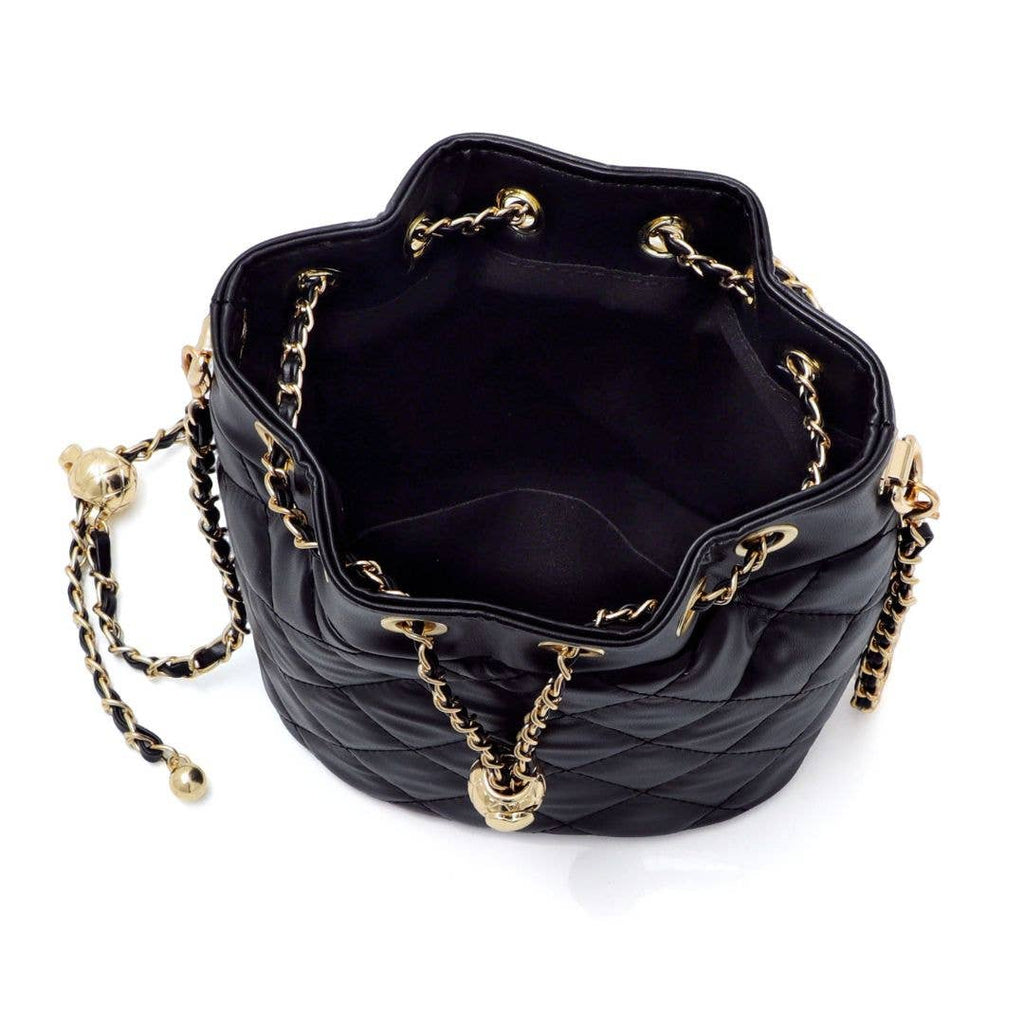 Black Cushion Quilted Gold Chain Adjustable Crossbody Bag