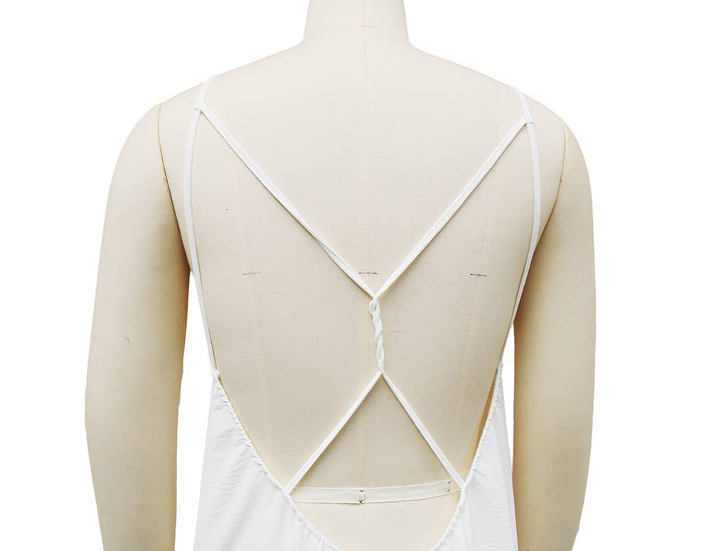Beach Casual V-Neck Back Cross Backless Cami Maxi Dress