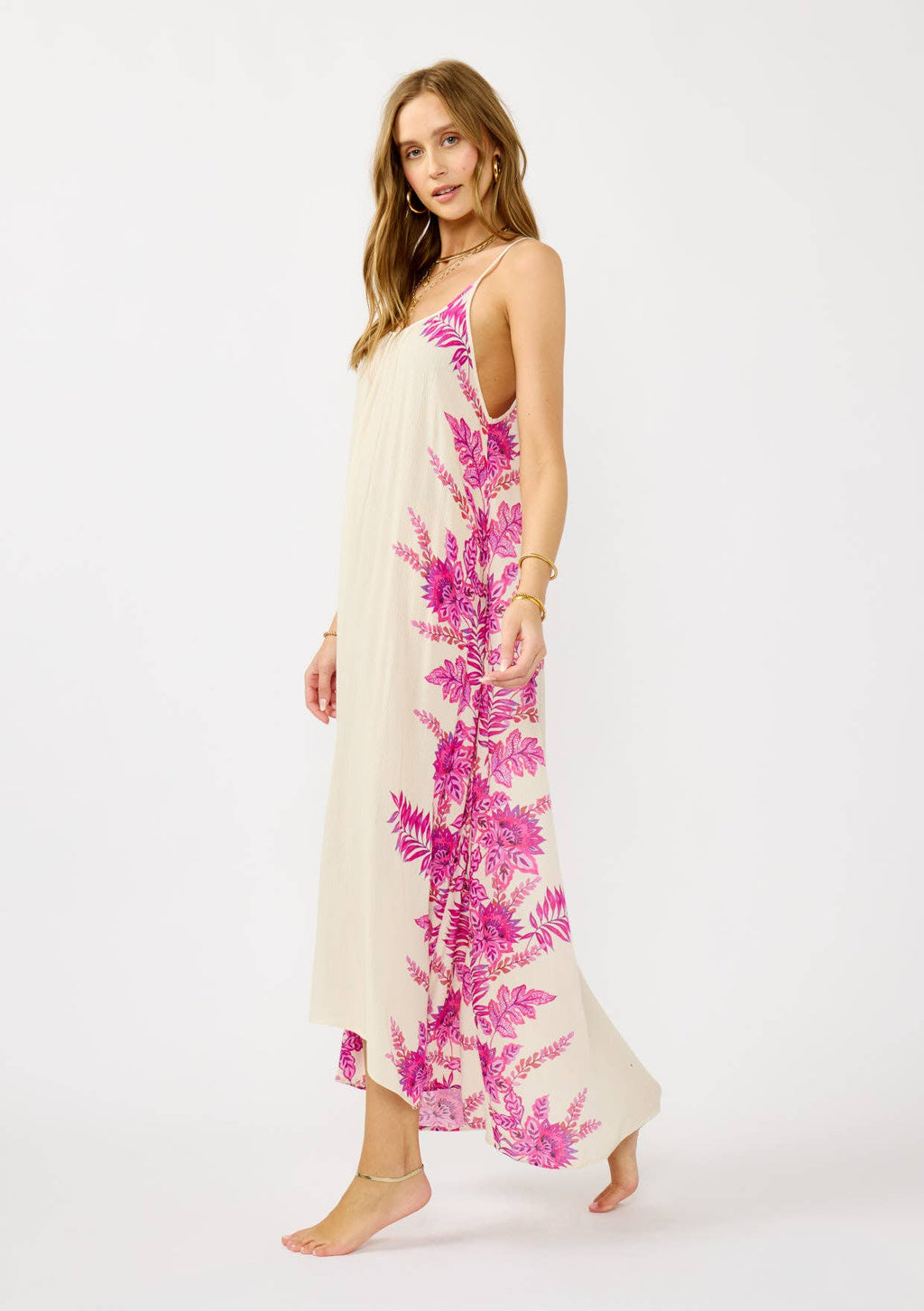 Flowy Spaghetti Strap High-Low Maxi Cover-Up Dress