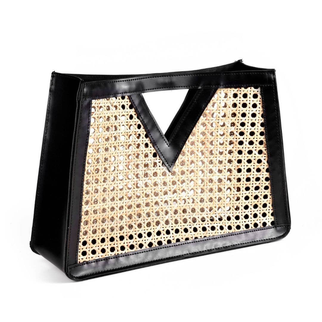 Black Rattan Kane Clutch
