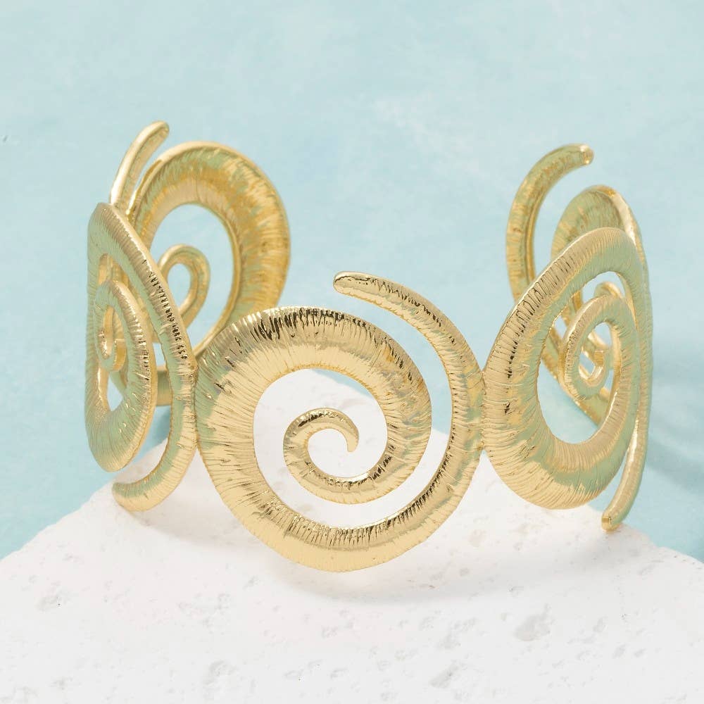 Textured Spiral Wave Cuff Bracelet