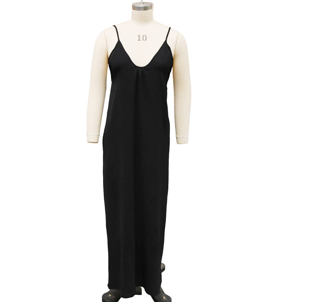 Beach Casual V-Neck Back Cross Backless Cami Maxi Dress