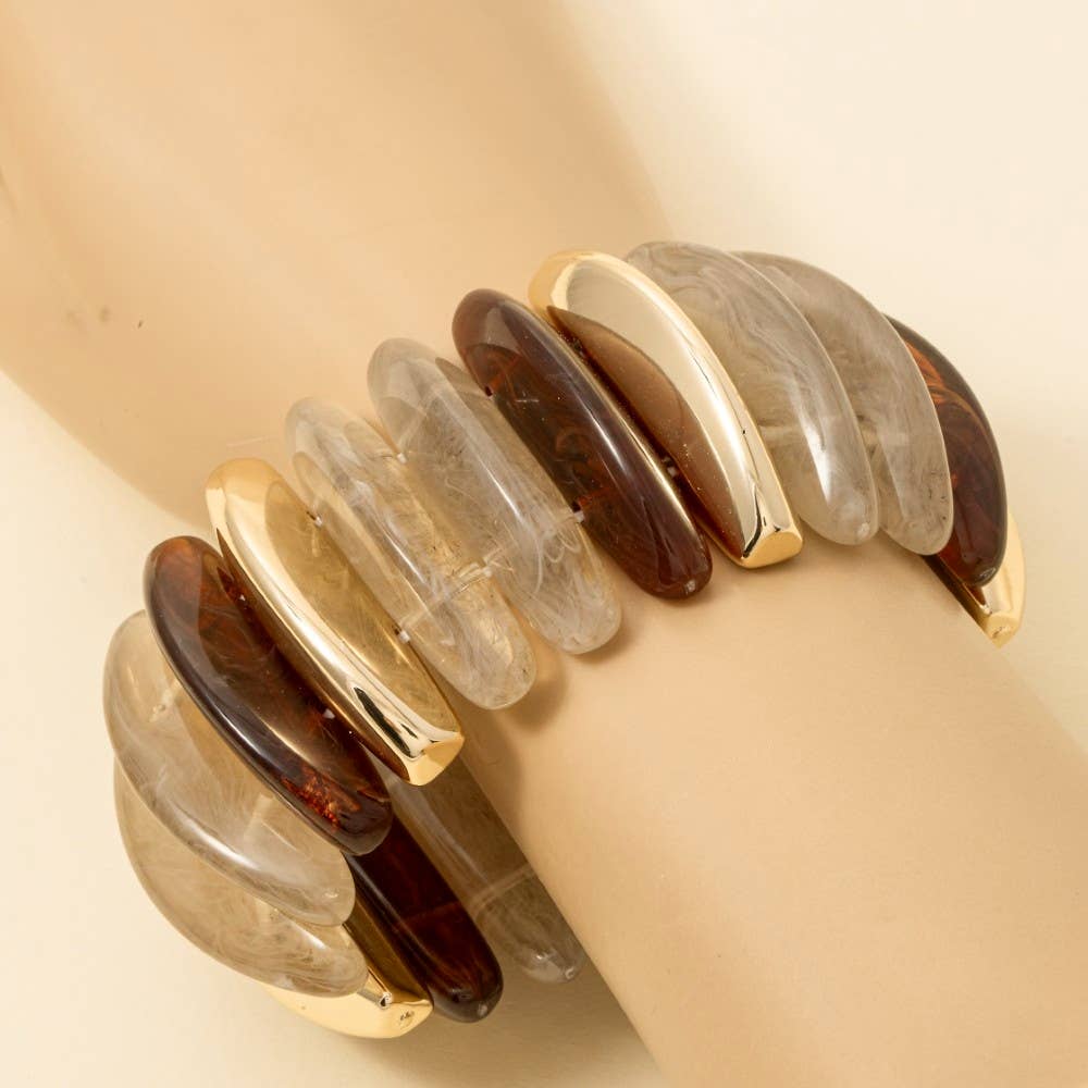 Metallic And Marble Resin Long Beaded Bracelet