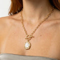 Pearl Pendant Dainty Toggle Chain Necklace