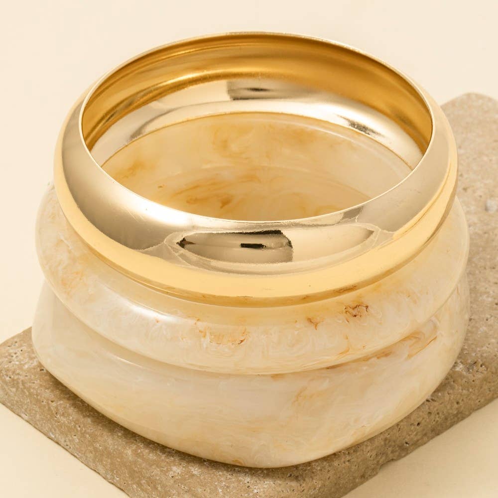 Metallic And Marble Resin Bangle Bracelet Set