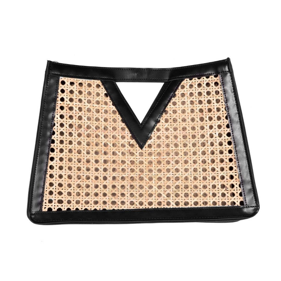 Black Rattan Kane Clutch