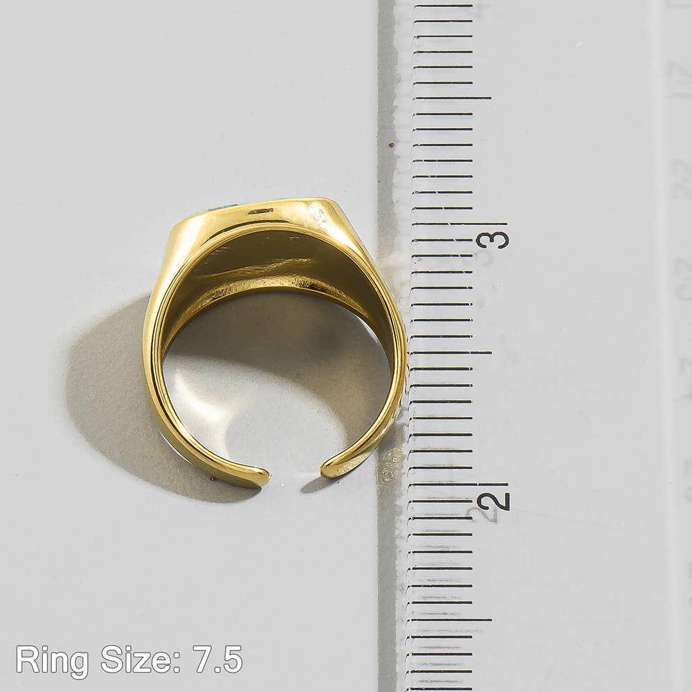 Gold Dipped Tiger Eye Cushion Signet Ring