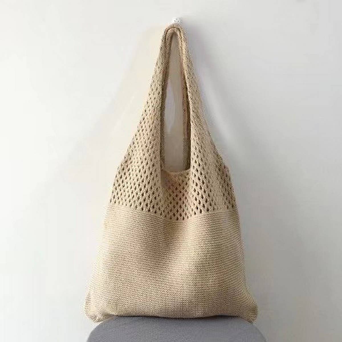 SOLID COLOR VINTAGE KNIT TOTE BAG