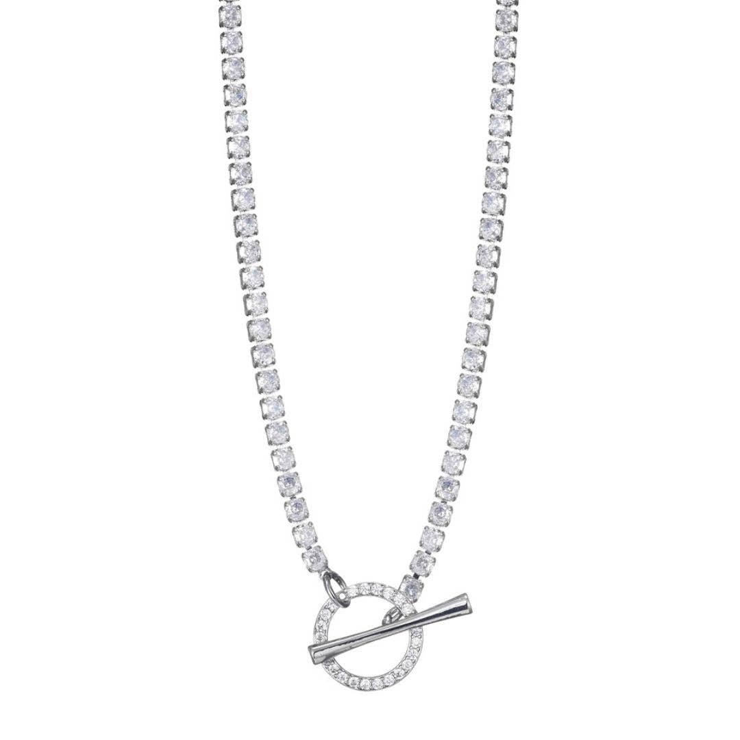 Crystal Toggle Tennis Necklace