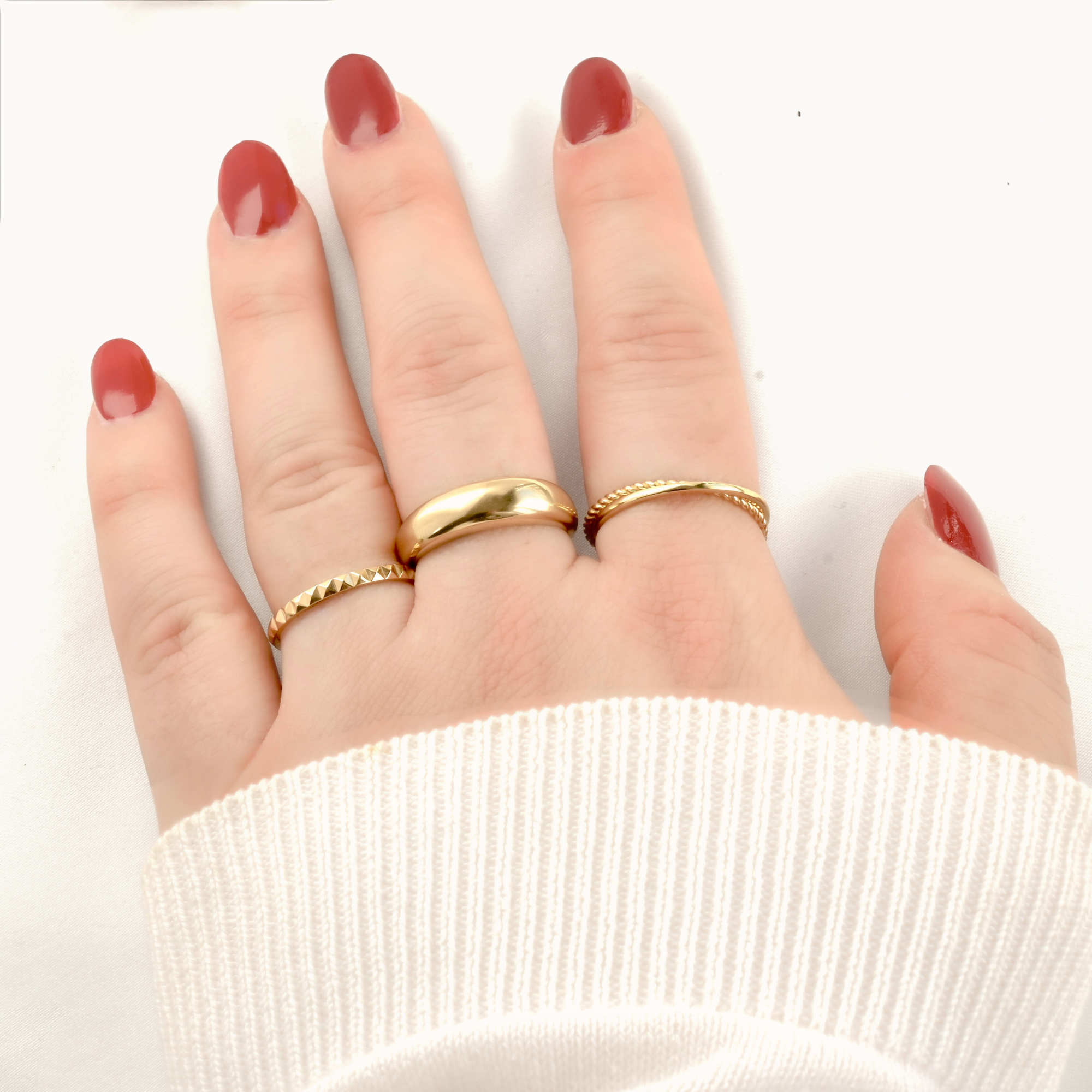 18k Gold Dome Ring - Waterproof Chunky Ring - Thick Band