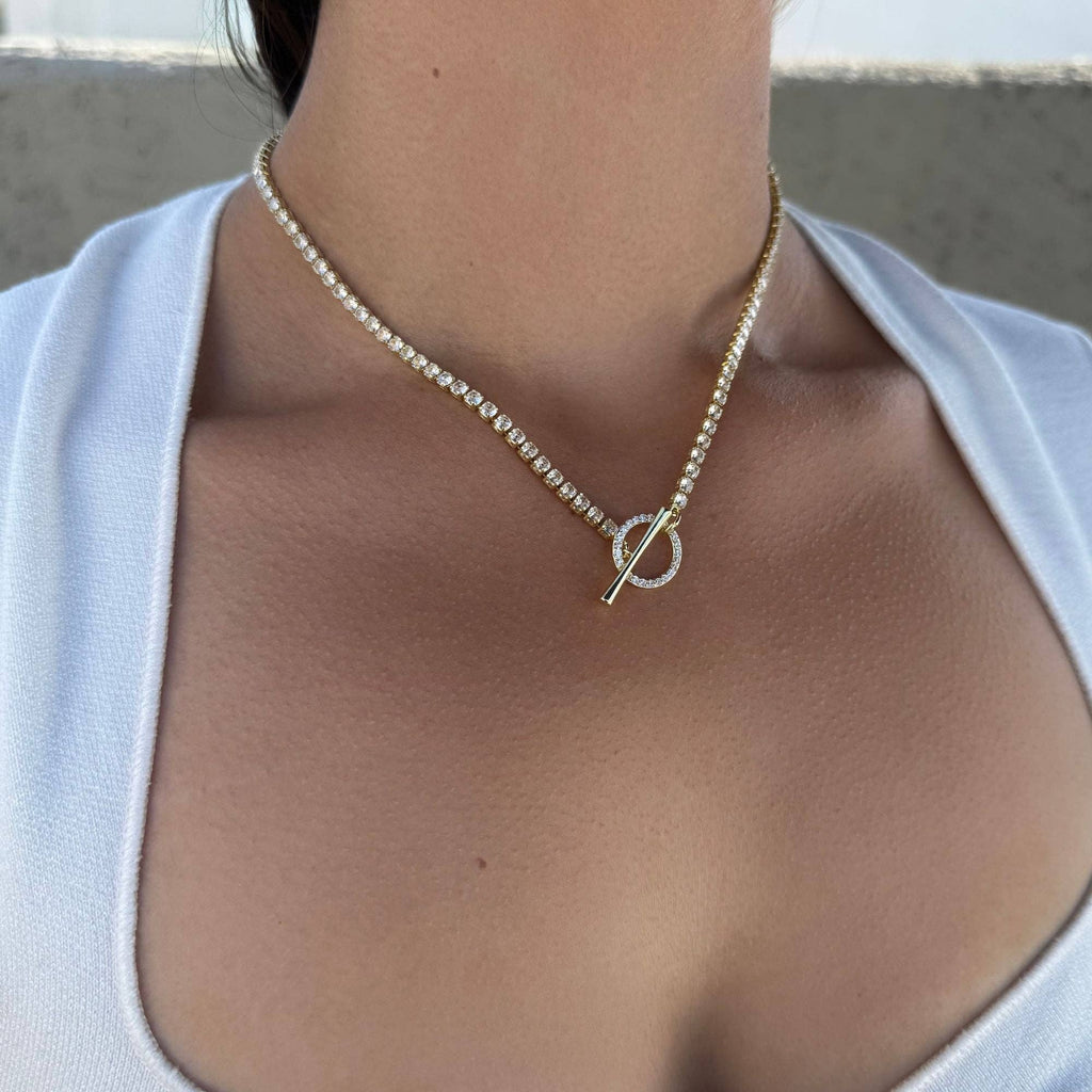 Crystal Toggle Tennis Necklace