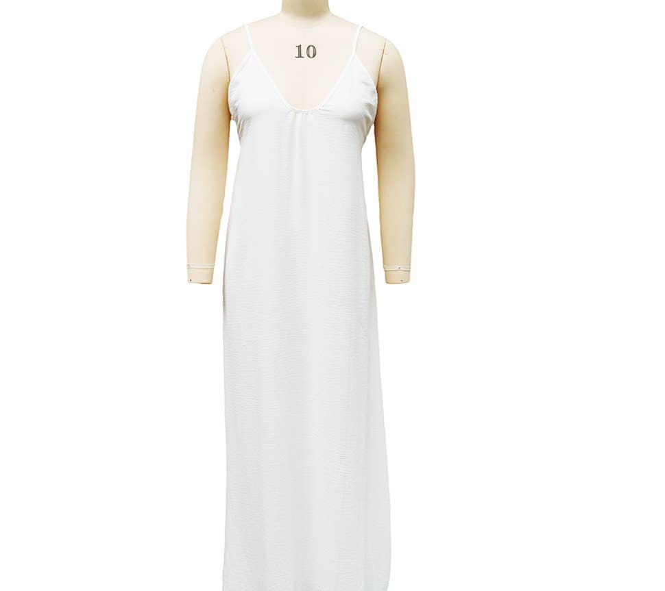 Beach Casual V-Neck Back Cross Backless Cami Maxi Dress