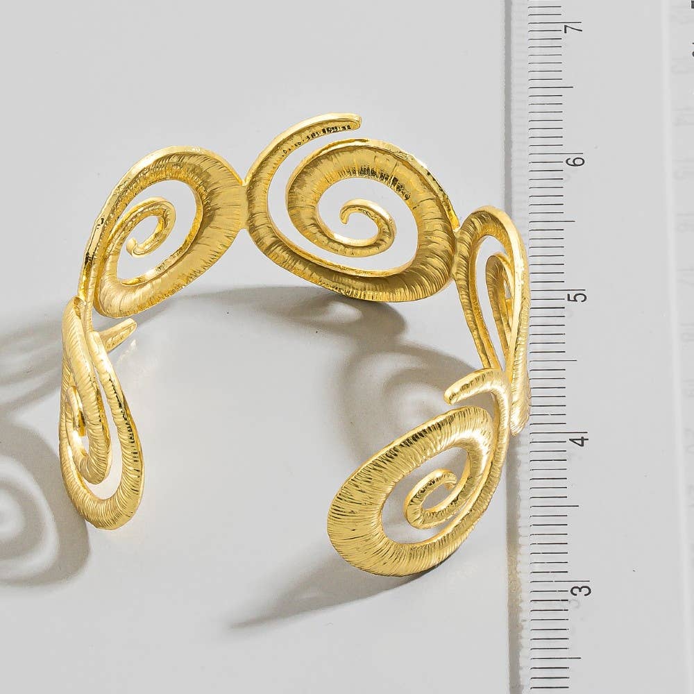 Textured Spiral Wave Cuff Bracelet