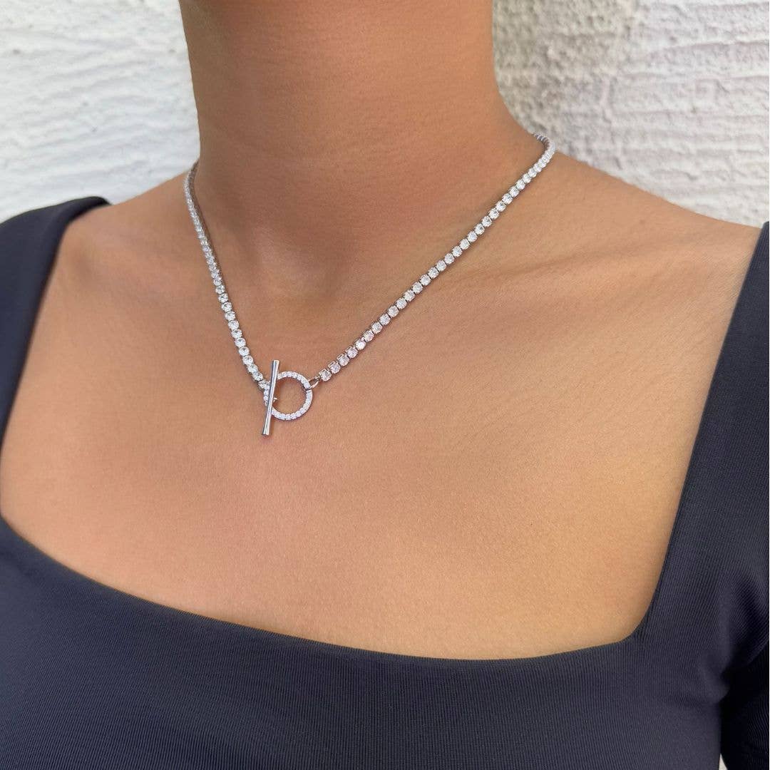Crystal Toggle Tennis Necklace