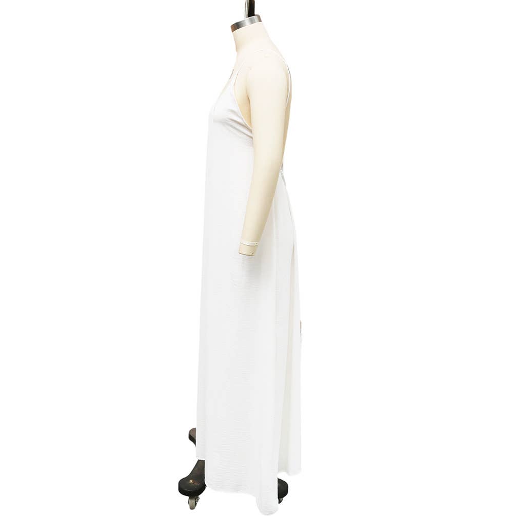 Beach Casual V-Neck Back Cross Backless Cami Maxi Dress