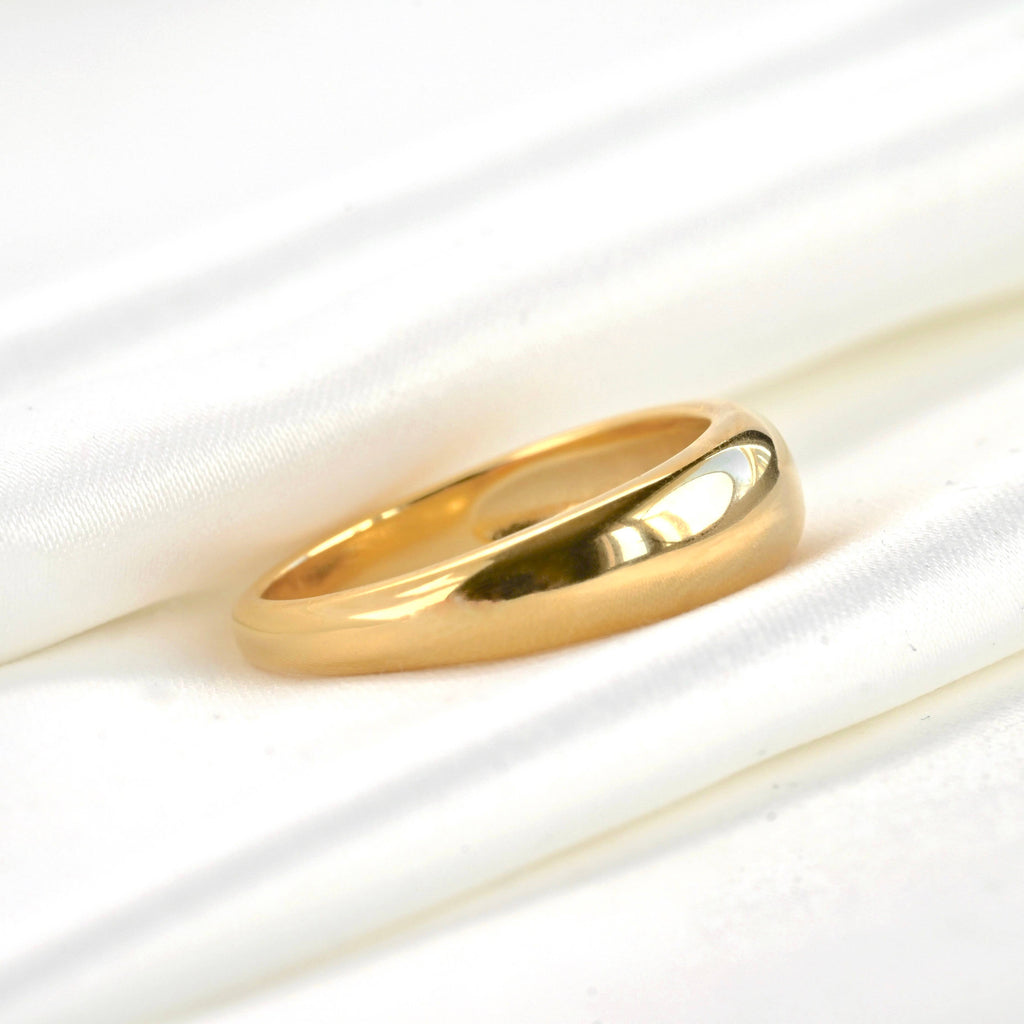 18k Gold Dome Ring - Waterproof Chunky Ring - Thick Band