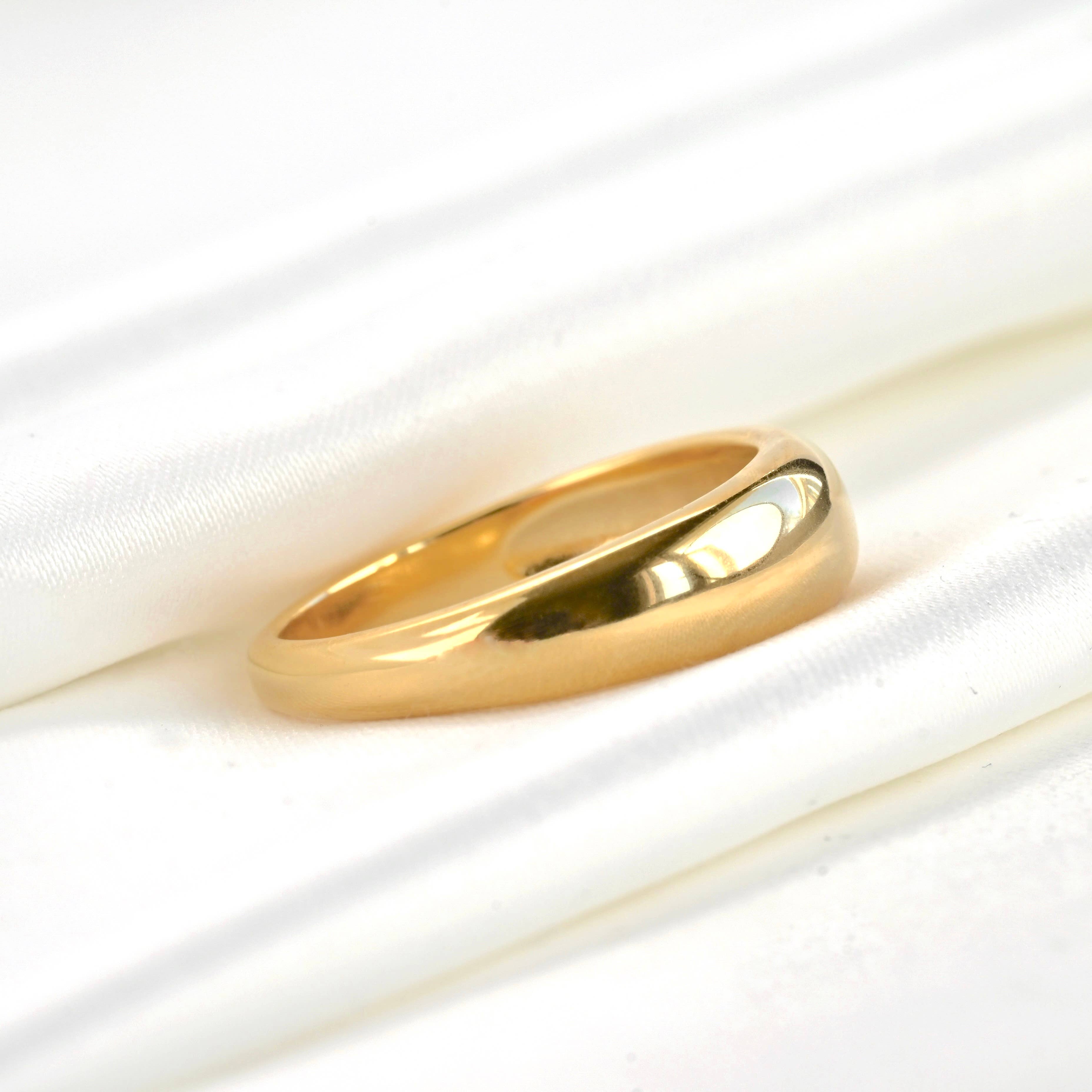 18k Gold Dome Ring - Waterproof Chunky Ring - Thick Band