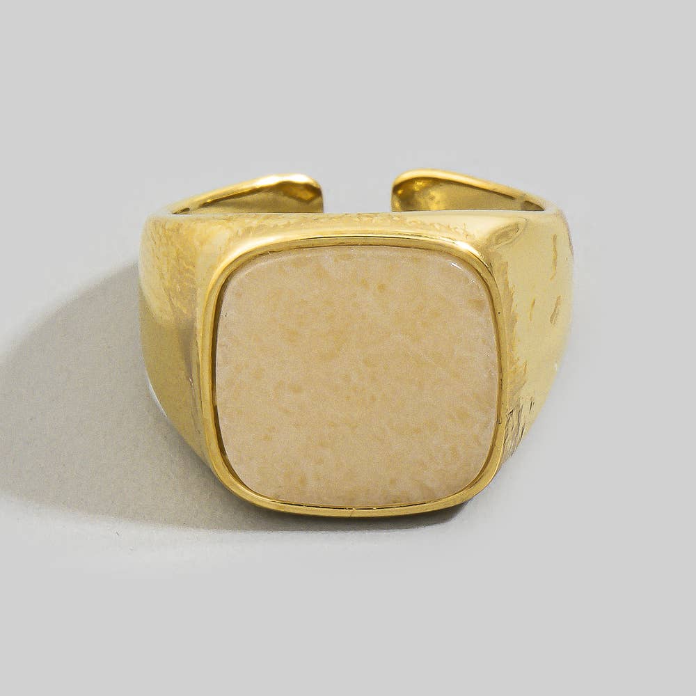 Gold Dipped Tiger Eye Cushion Signet Ring