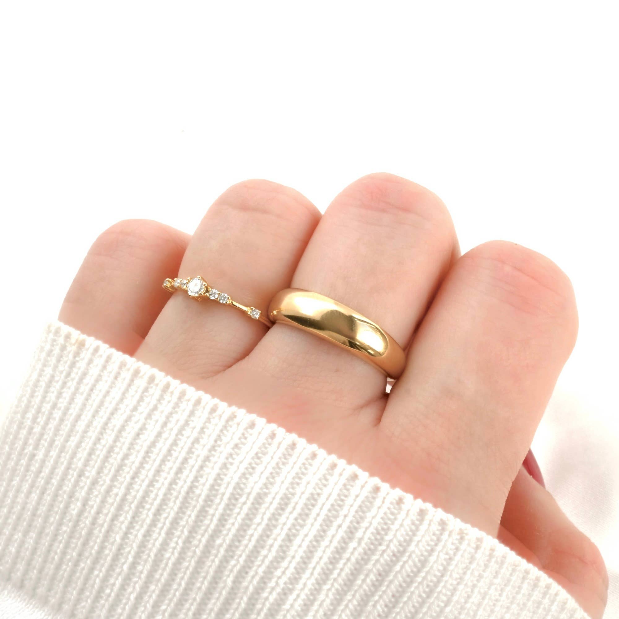 18k Gold Dome Ring - Waterproof Chunky Ring - Thick Band