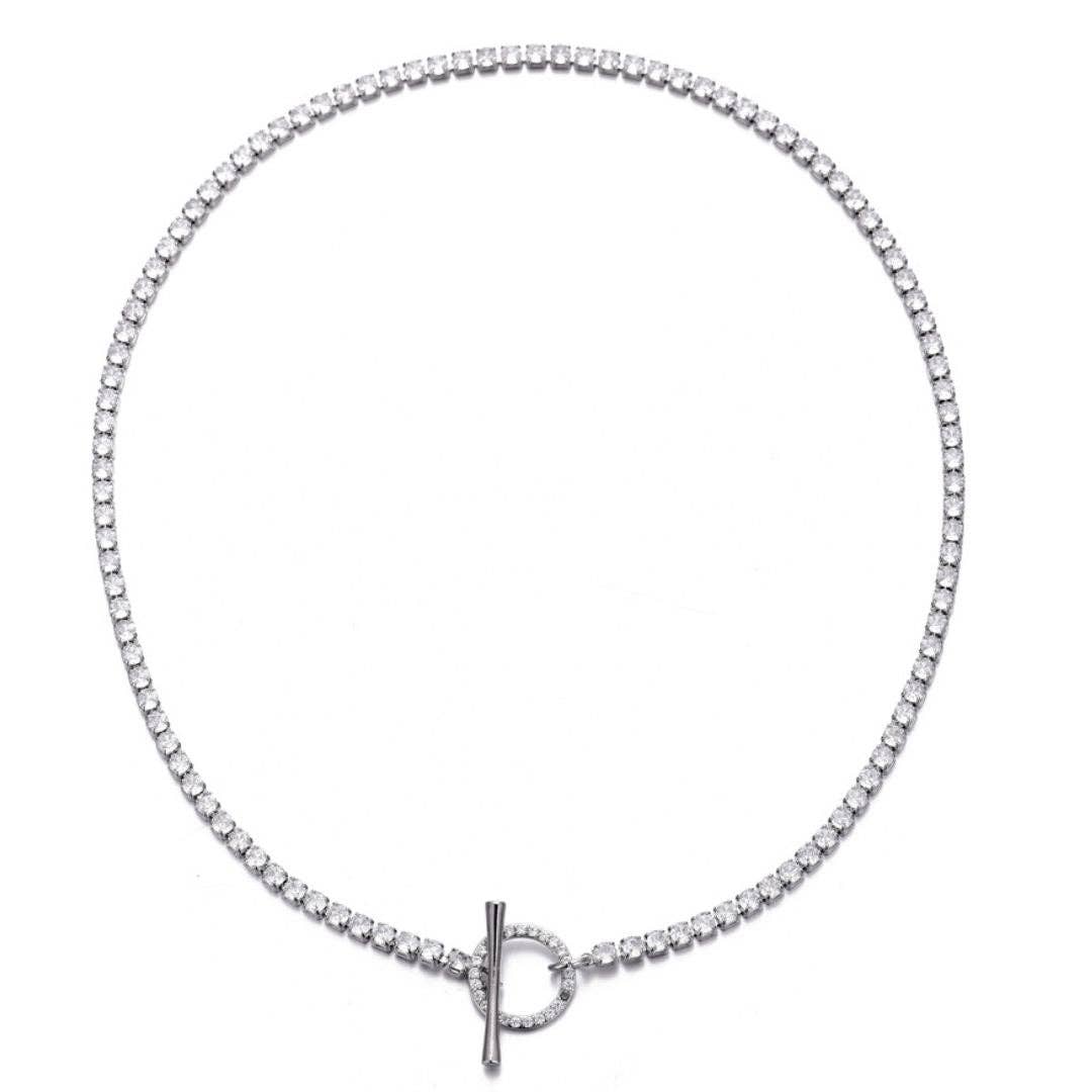 Crystal Toggle Tennis Necklace