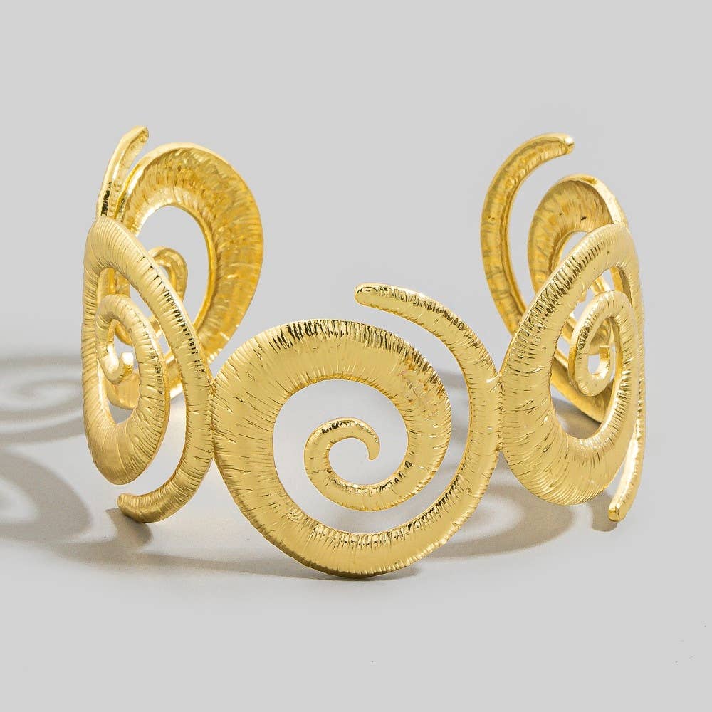 Textured Spiral Wave Cuff Bracelet