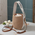 Letter Print Woven Bucket Bag Tote Bag