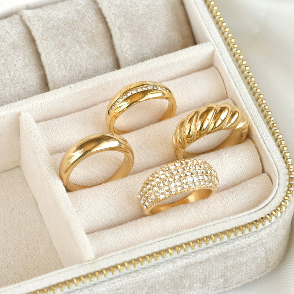 18k Gold Dome Ring - Waterproof Chunky Ring - Thick Band