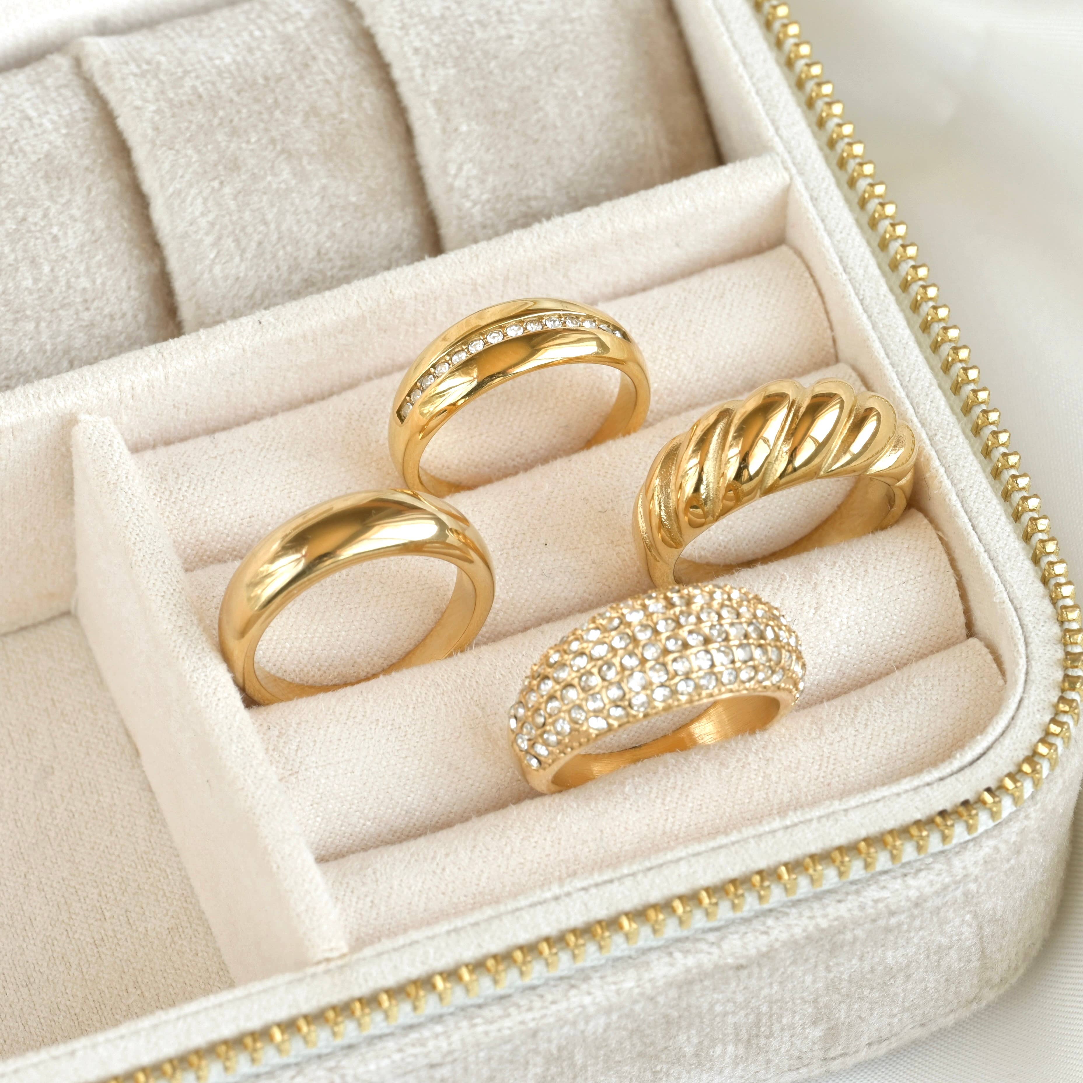 18k Gold Dome Ring - Waterproof Chunky Ring - Thick Band