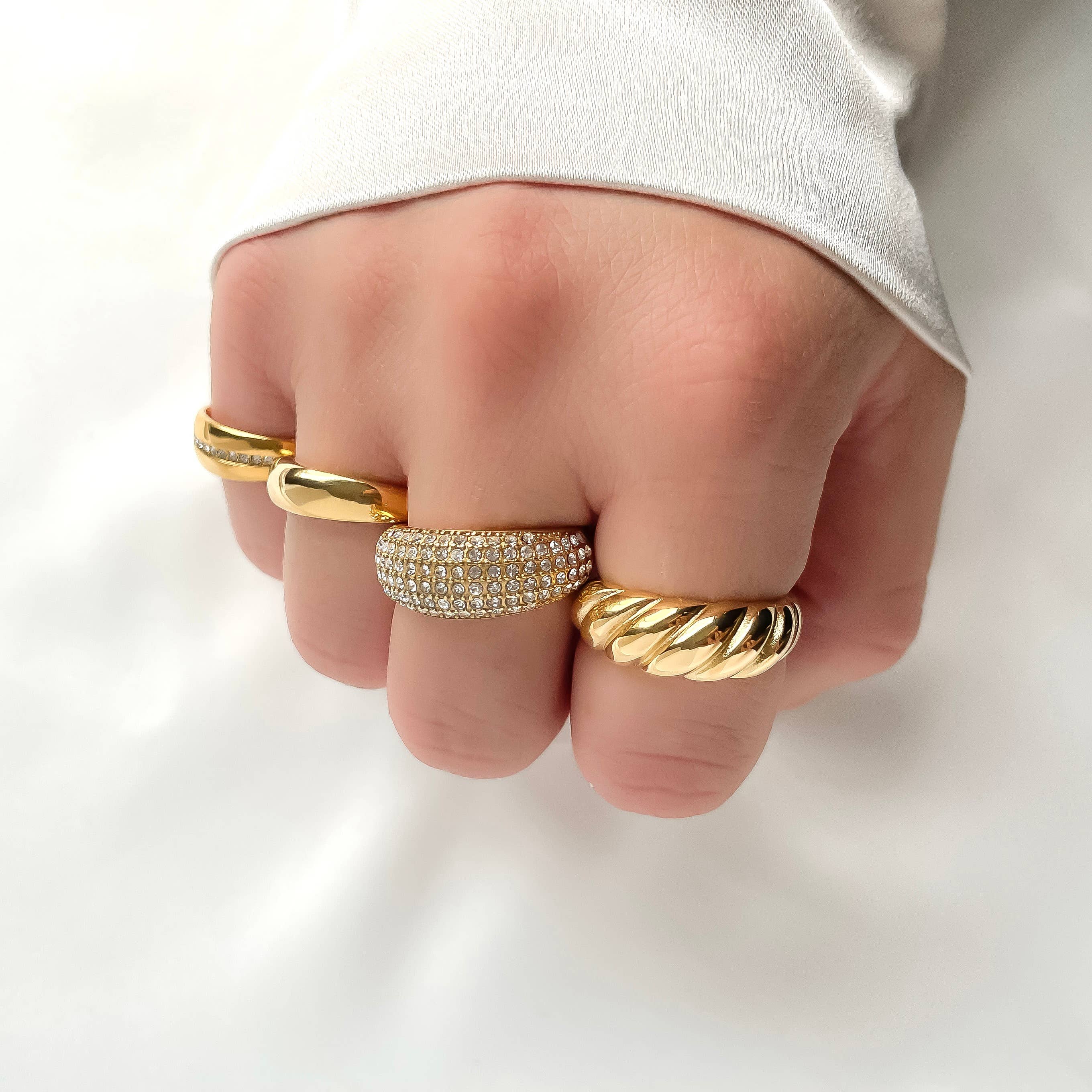 18k Gold Dome Ring - Waterproof Chunky Ring - Thick Band